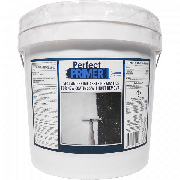 How do you prep and clean black asbestos mastic before applying PerfectPrimer?